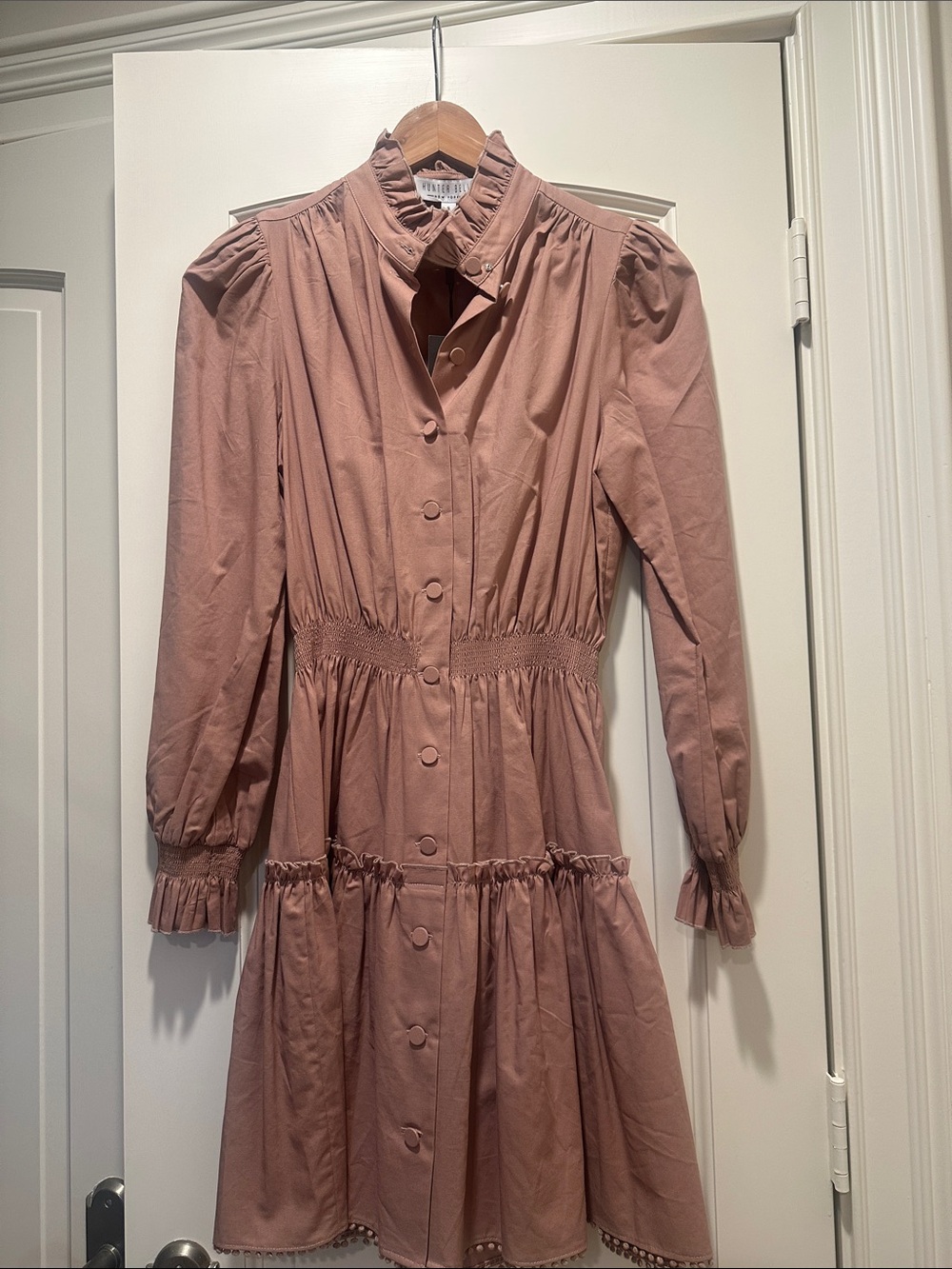 HUNTER BELL Dusty Rose Long-Sleeve Ruffle Dress